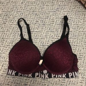 Maroon Cheetah Lace Pink Bra